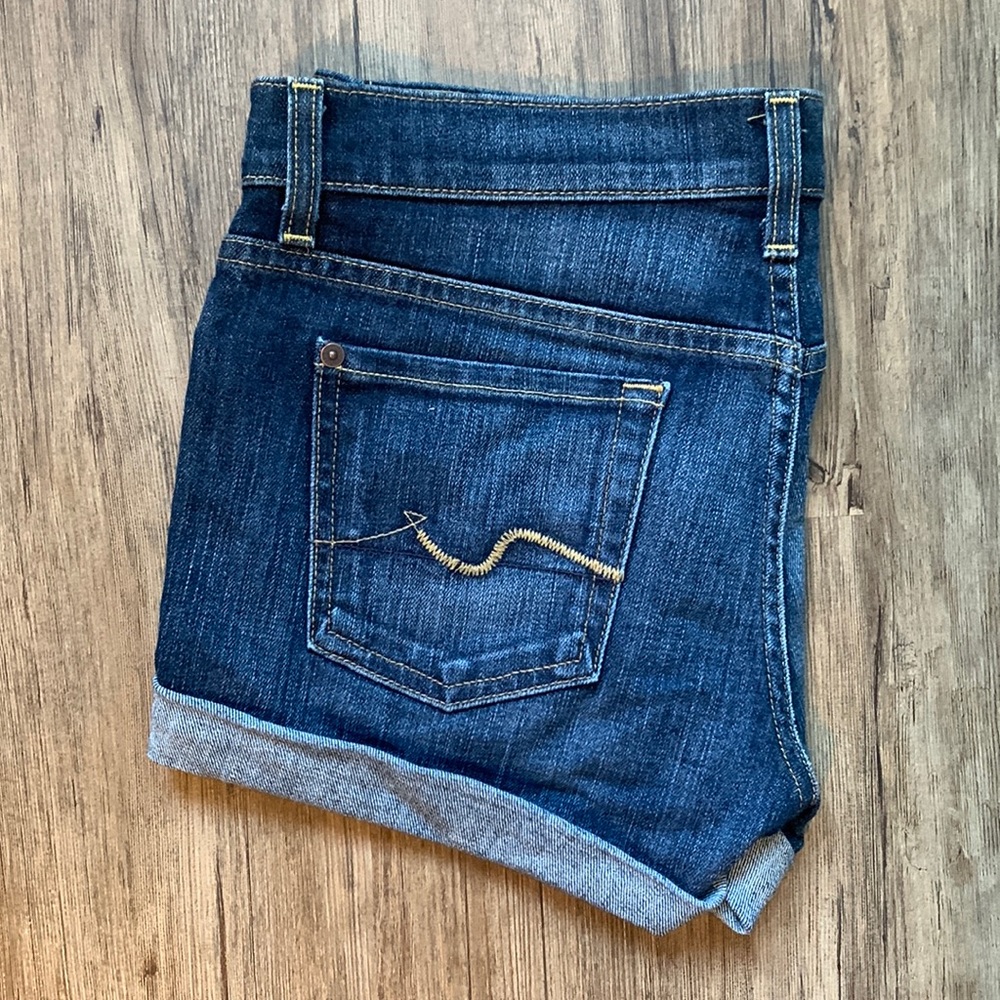 7 For All Mankind Women's Relaxed Mid Roll Shorts 26